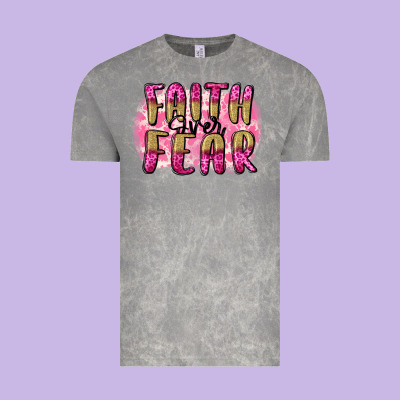 Faith Over Fear  Breast Cancer Awareness Vintage Tee Designed By Fadigitalartstudio