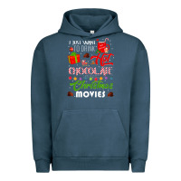Pigment Midnight Navy i just want to drink hot chocolate watch christmas movies premium Urban Hoodie - baoMotion