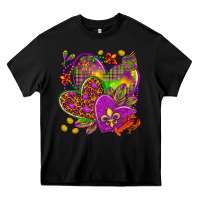 Black Mardi Gras hearts Heavy Core Tee - HowdyJamesFarm