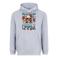 Heather Grey surviving purely out of spite Heavyweight Hoodie - JahusDesignShop