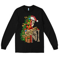 Black sorta merry sorta scary skeleton Long Sleeve Tee - FaDigitalArtStudio
