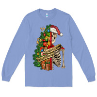 Colony Blue sorta merry sorta scary skeleton Long Sleeve Tee - FaDigitalArtStudio