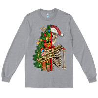 Heather Grey sorta merry sorta scary skeleton Long Sleeve Tee - FaDigitalArtStudio