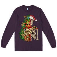 Plum sorta merry sorta scary skeleton Long Sleeve Tee - FaDigitalArtStudio
