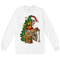 White sorta merry sorta scary skeleton Long Sleeve Tee - FaDigitalArtStudio