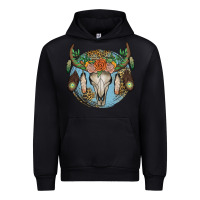 Black floral feather bull skull Urban Hoodie - JahusDesignShop