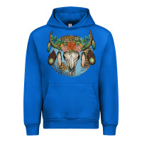Cobalt floral feather bull skull Urban Hoodie - JahusDesignShop