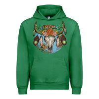 Emerald floral feather bull skull Urban Hoodie - JahusDesignShop