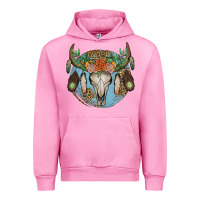 Fuchsia Pink floral feather bull skull Urban Hoodie - JahusDesignShop