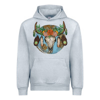 Heather Grey floral feather bull skull Urban Hoodie - JahusDesignShop