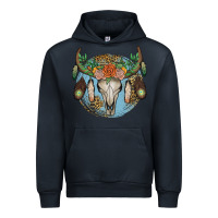 Navy floral feather bull skull Urban Hoodie - JahusDesignShop