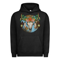 Pigment Black floral feather bull skull Urban Hoodie - JahusDesignShop