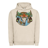 Pigment French Oak floral feather bull skull Urban Hoodie - JahusDesignShop