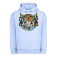 Pigment Grape Ice floral feather bull skull Urban Hoodie - JahusDesignShop