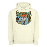 Pigment Pistachio floral feather bull skull Urban Hoodie - JahusDesignShop