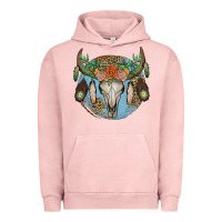 Pigment Salmon floral feather bull skull Urban Hoodie - JahusDesignShop