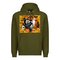 Army Green panda halloween Premium Hoodie - LillyAllenDesigns