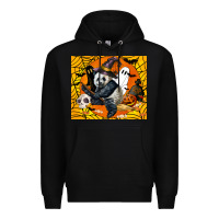 Black panda halloween Premium Hoodie - LillyAllenDesigns