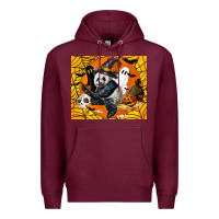 Burgundy panda halloween Premium Hoodie - LillyAllenDesigns