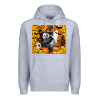 Heather Grey panda halloween Premium Hoodie - LillyAllenDesigns