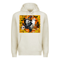 Oatmeal Heather panda halloween Premium Hoodie - LillyAllenDesigns