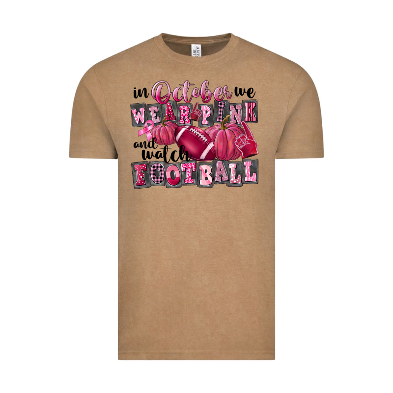 In October We Wear Pink And Watch Football Vintage Tee by FaDigitalArtStudio | Teevron