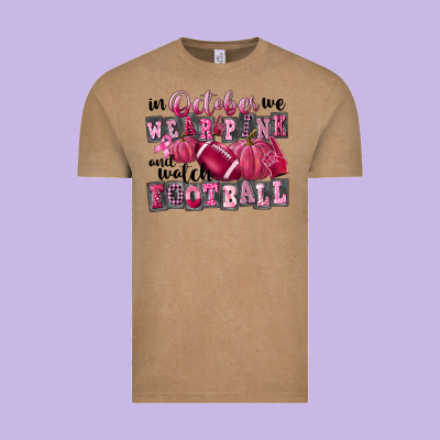In October We Wear Pink And Watch Football Vintage Tee Designed By Fadigitalartstudio