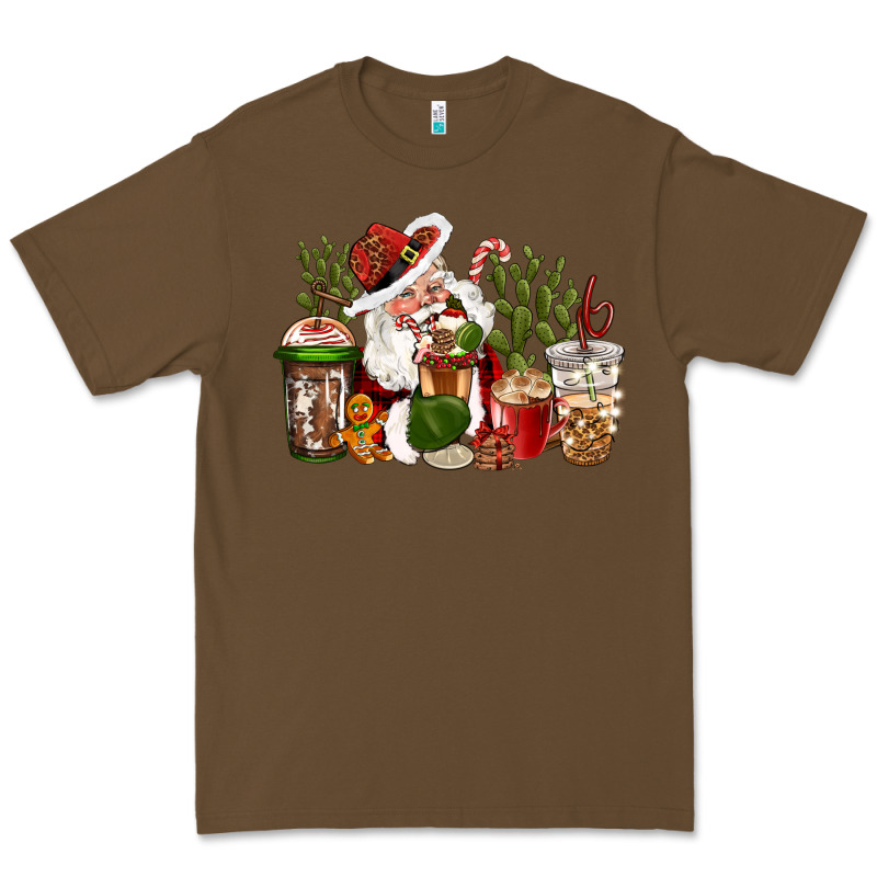 Western Santa Cowboy Coffe Cups Christmas Premium Tee by CowGirlArtShop | Teevron