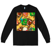 Black american football go with thunder and leopard  seamless pattern Long Sleeve Tee - BundleAndBundleShop