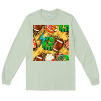 Matcha american football go with thunder and leopard  seamless pattern Long Sleeve Tee - BundleAndBundleShop