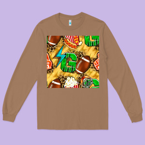 American Football Go With Thunder And Leopard  Seamless Pattern Long Sleeve Tee Designed By Bundleandbundleshop