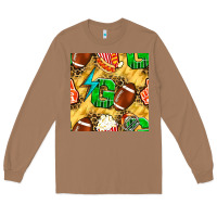 Toasted Coconut american football go with thunder and leopard  seamless pattern Long Sleeve Tee - BundleAndBundleShop