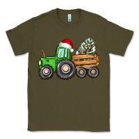 Army Green christmas tractor Classic Tee - CowGirlArtShop