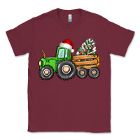 Burgundy christmas tractor Classic Tee - CowGirlArtShop