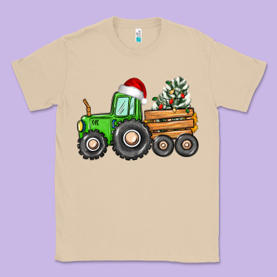 Christmas Tractor Classic Tee Designed By Cowgirlartshop