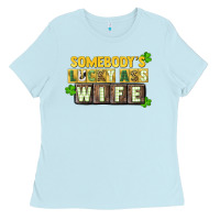 Baby Blue St. Patrick's Somebody's lucky ass wife Ladies Tee - CowGirlArtShop