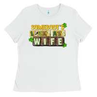 White St. Patrick's Somebody's lucky ass wife Ladies Tee - CowGirlArtShop