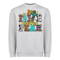Heather Grey faith over fear with cross and sunflowers Heavyweight Sweatshirt - AdoDesignShop