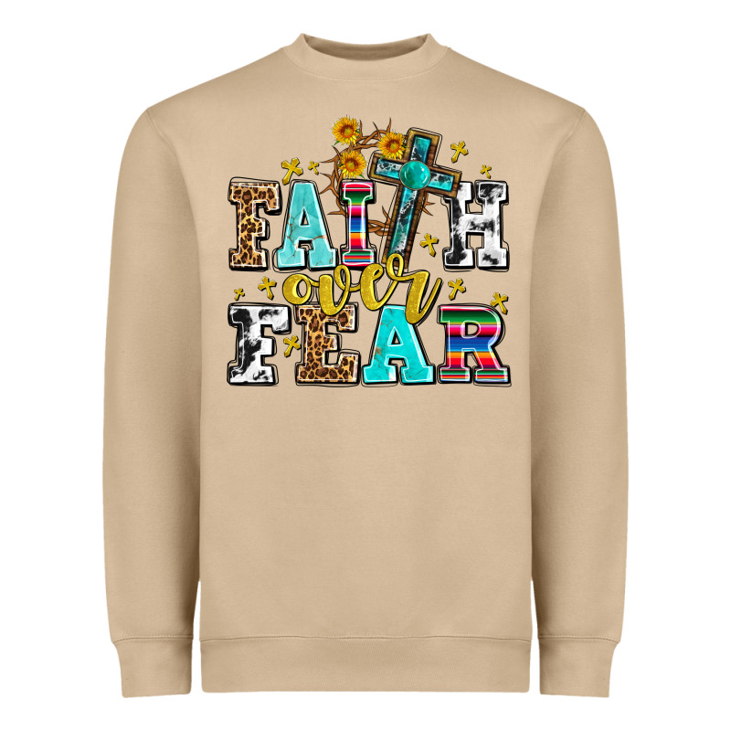 Faith Over Fear With Cross And Sunflowers Heavyweight Sweatshirt by AdoDesignShop | Teevron