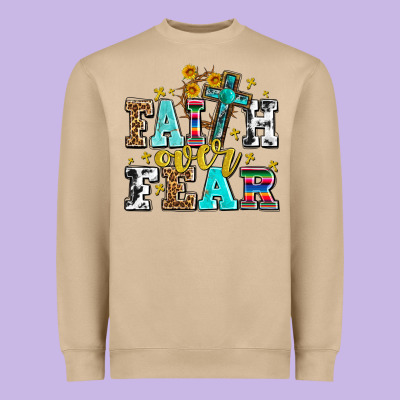 Faith Over Fear With Cross And Sunflowers Heavyweight Sweatshirt Designed By Adodesignshop