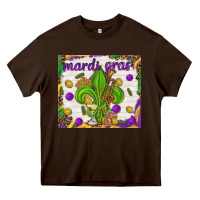 Chocolate Brown Mardi Gras Fleur De Lis tumbler Heavy Core Tee - HowdyJamesFarm