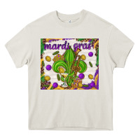 Cream Mardi Gras Fleur De Lis tumbler Heavy Core Tee - HowdyJamesFarm