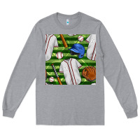 Heather Grey baseball uniform and field seamless pattern Long Sleeve Tee - BundleAndBundleShop