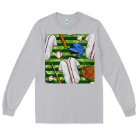 Moon Dust baseball uniform and field seamless pattern Long Sleeve Tee - BundleAndBundleShop