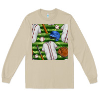 Mushroom baseball uniform and field seamless pattern Long Sleeve Tee - BundleAndBundleShop