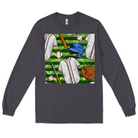 Smoke baseball uniform and field seamless pattern Long Sleeve Tee - BundleAndBundleShop
