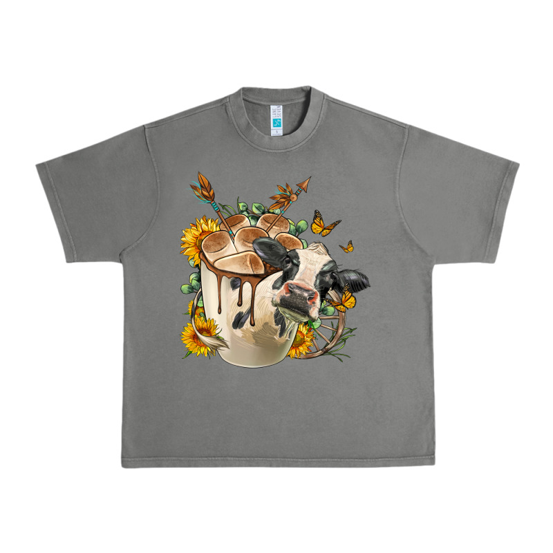 Black And White Cow Coffee Cup Urban Heavy Tee by FaDigitalArtStudio | Teevron