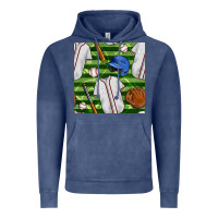 Vintage Denim baseball uniform and field seamless pattern Vintage Hoodie - BundleAndBundleShop