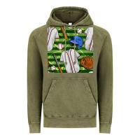 Vintage Olive baseball uniform and field seamless pattern Vintage Hoodie - BundleAndBundleShop