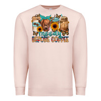 Pale Pink moody before coffee Premium Sweatshirt - JahusDesignShop